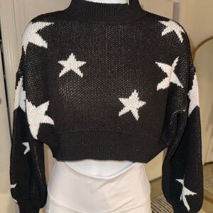 SHEIN Black and White Star Patterned Sweatshirt